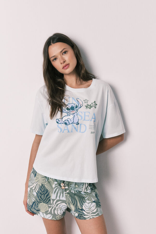 Women'secret Pyjama court &agrave; manches courtes Stitch bleu bleu