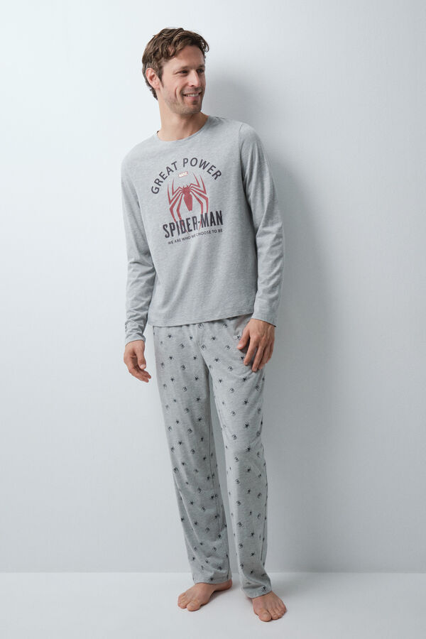 Women'secret Spiderman cotton long pyjamas grey