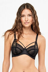 Gisela Sujetador capacidad encaje floral negro