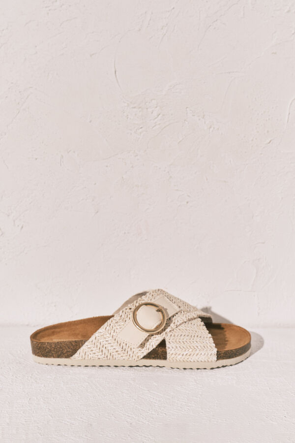 Women'secret White crossed straps bio sandals nude