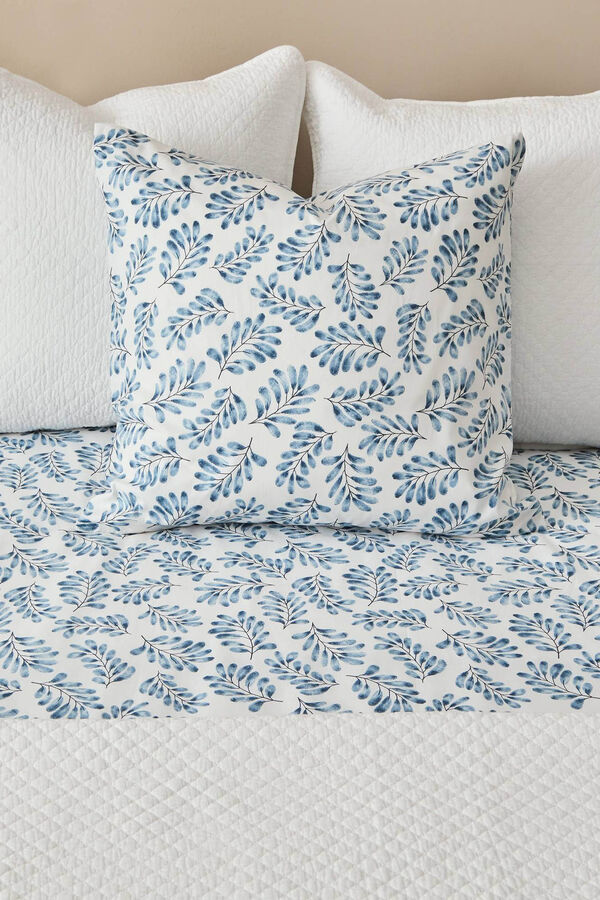 Textura Bettbezug Baumwolle Bl&auml;tter Blau