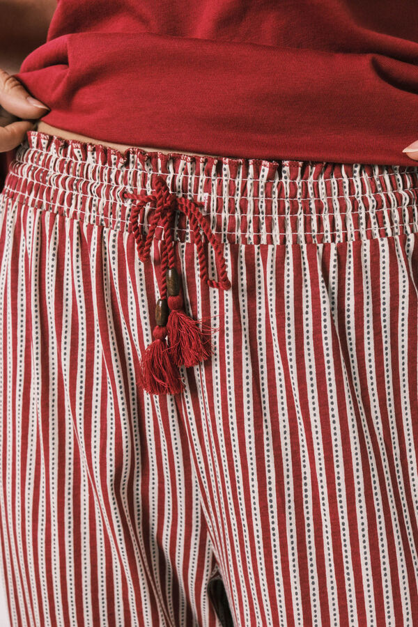 Women'secret Pijama Capri algod&oacute;n rayas Snoopy rojo