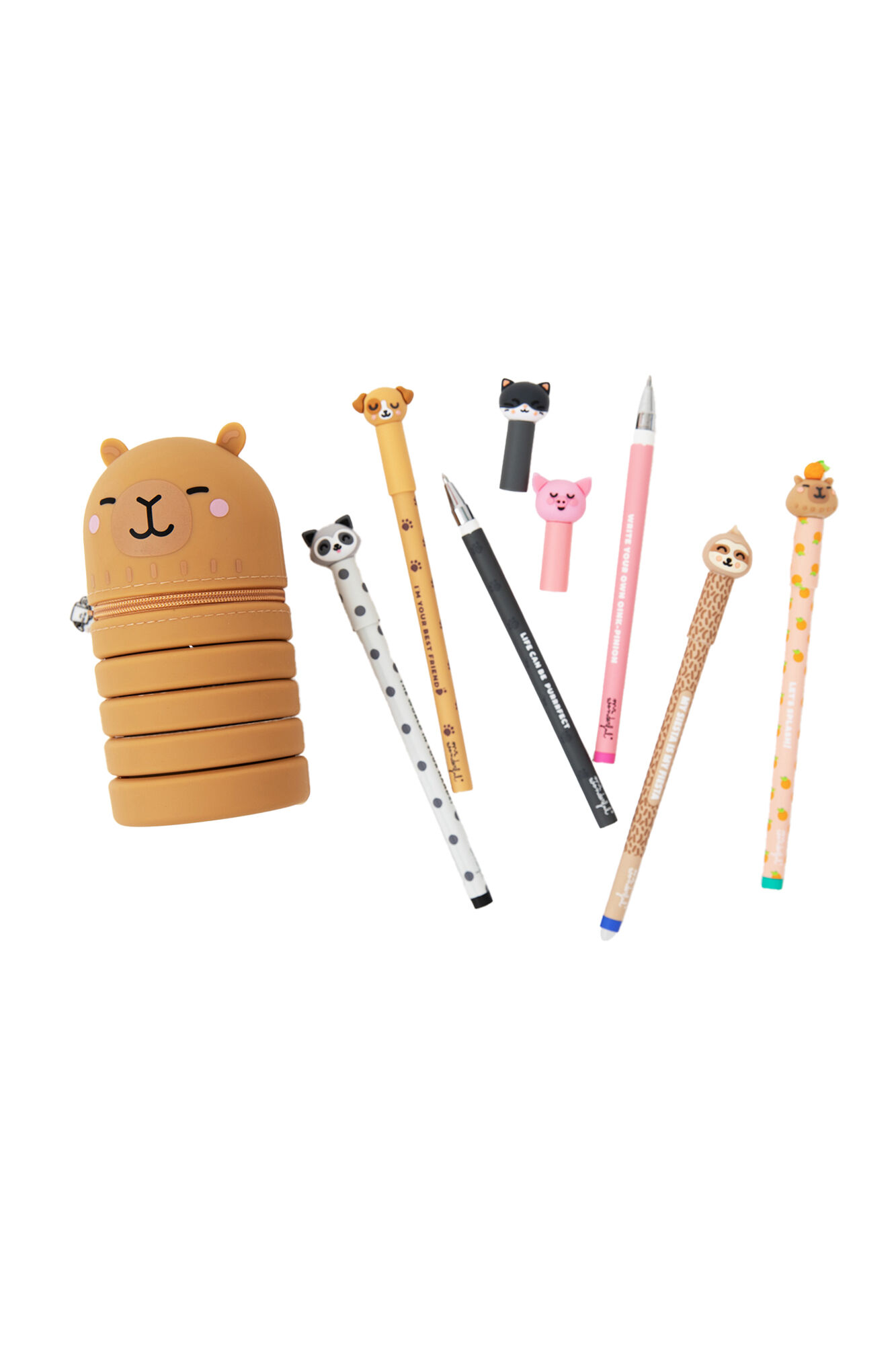 Mr. Wonderful Set de 6 bolis borrables Bo-Bo + estuche de silicona Capibara