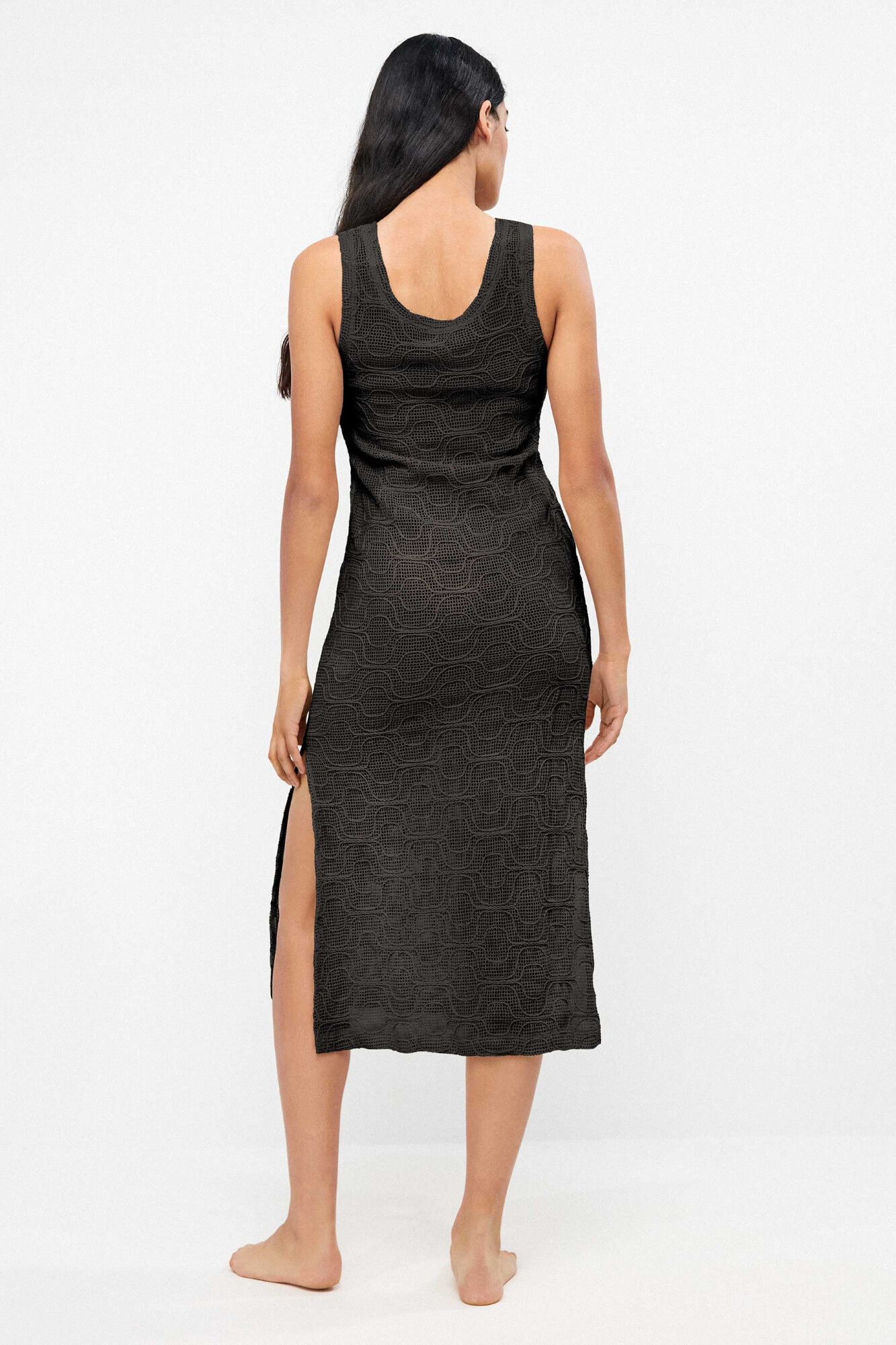 Gisela Gerades Midi-Kleid aus H&auml;kelstoff