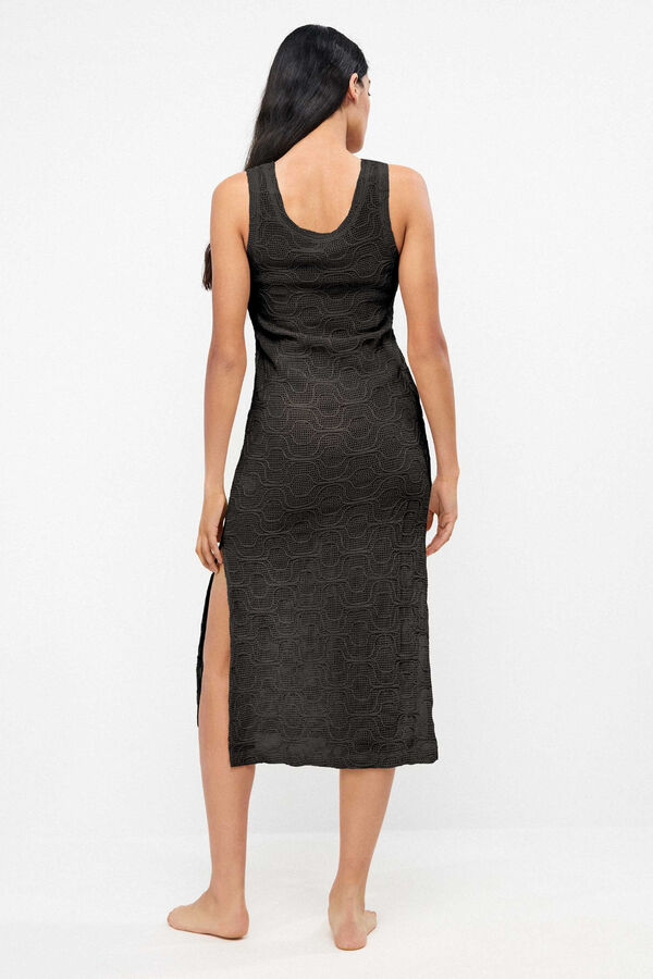 Gisela Vestido recto midi crochet negro