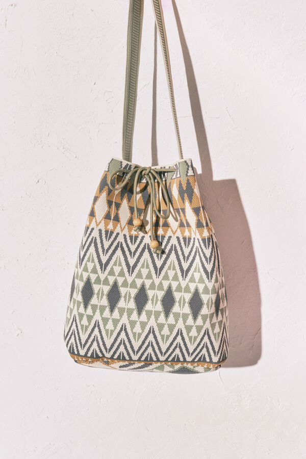 Women'secret Jaquard print pouch bag beige