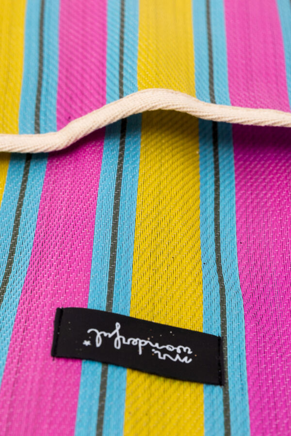 Mr. Wonderful Stripe pattern bag-Yellow, blue and purple Print