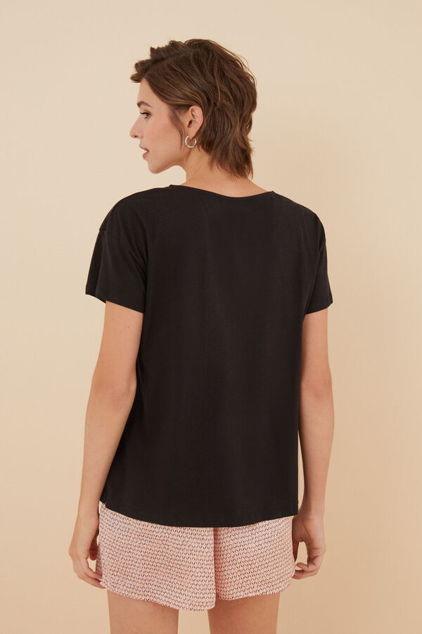 Womensecret T-shirt noir 100 % coton noir