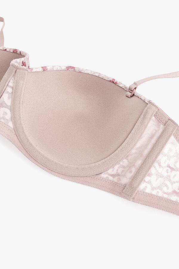 Penti Sujetador push up con aros y encaje con estampado floral Bloom beige