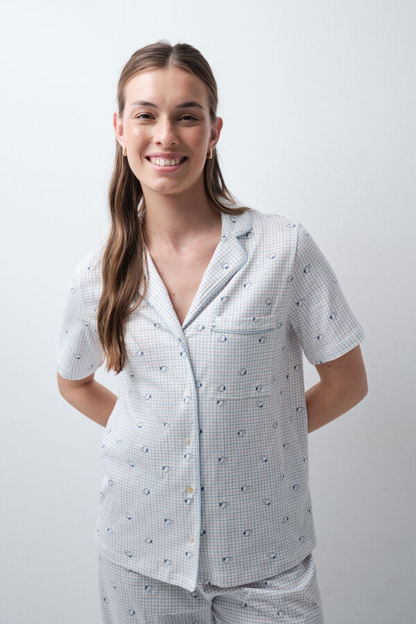 Women'secret Snoopy cotton short sleeve long pyjamas blue