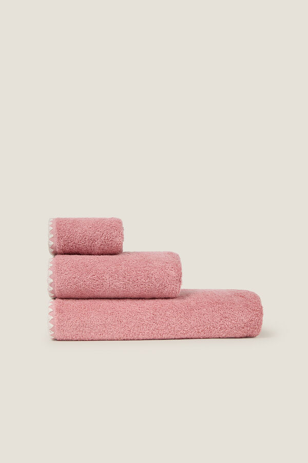 Textura Toalla ba&ntilde;o pespunte decorativo rosa