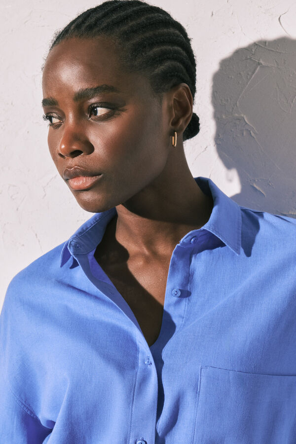 Women'secret Plava lanena ko&scaron;ulja dugih rukava Plava