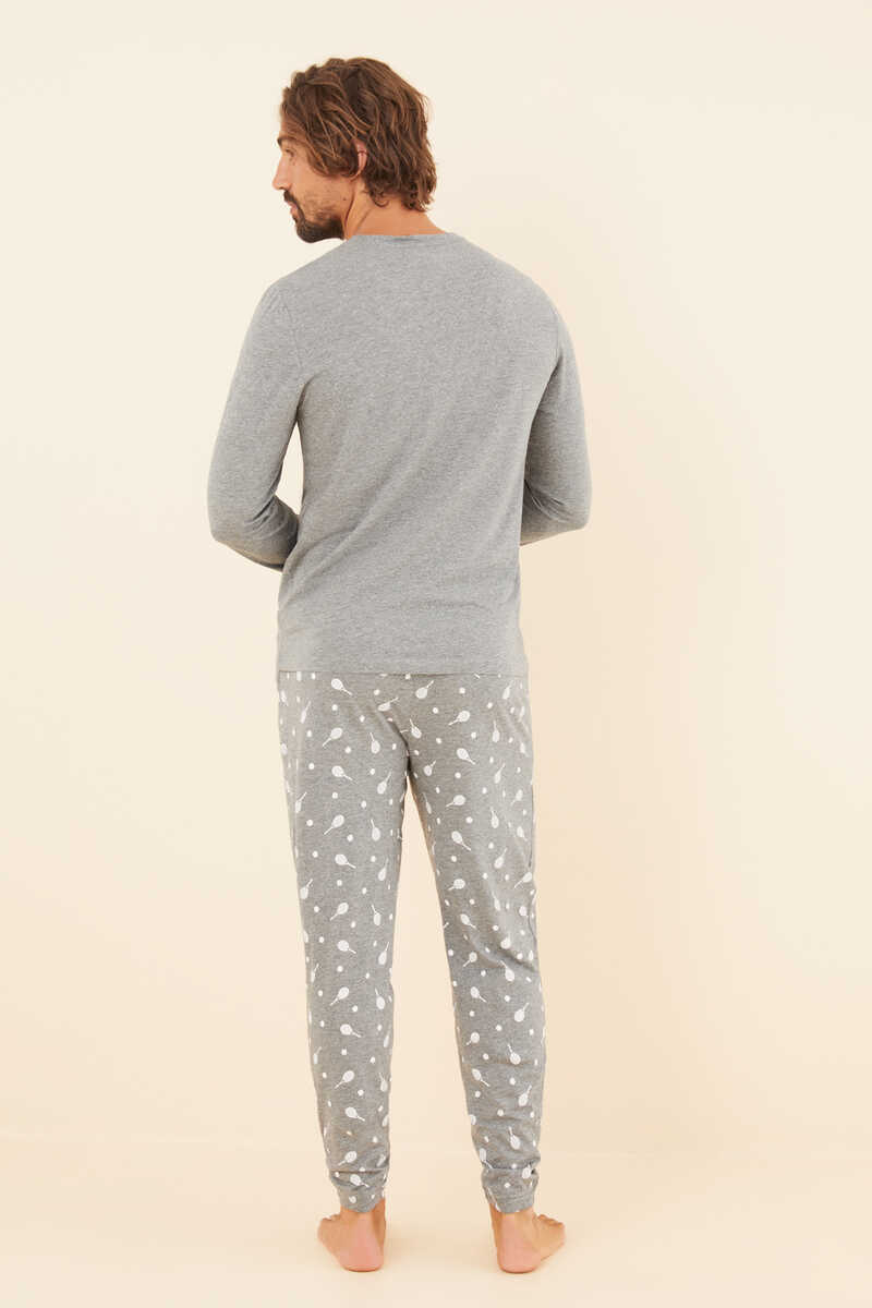 Womensecret Pijama comprido homem 100% algodão ténis cinzento