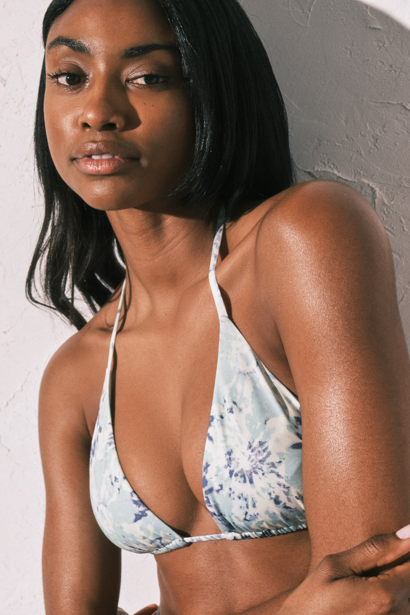 Women'secret Green triangle tie dye print bikini top