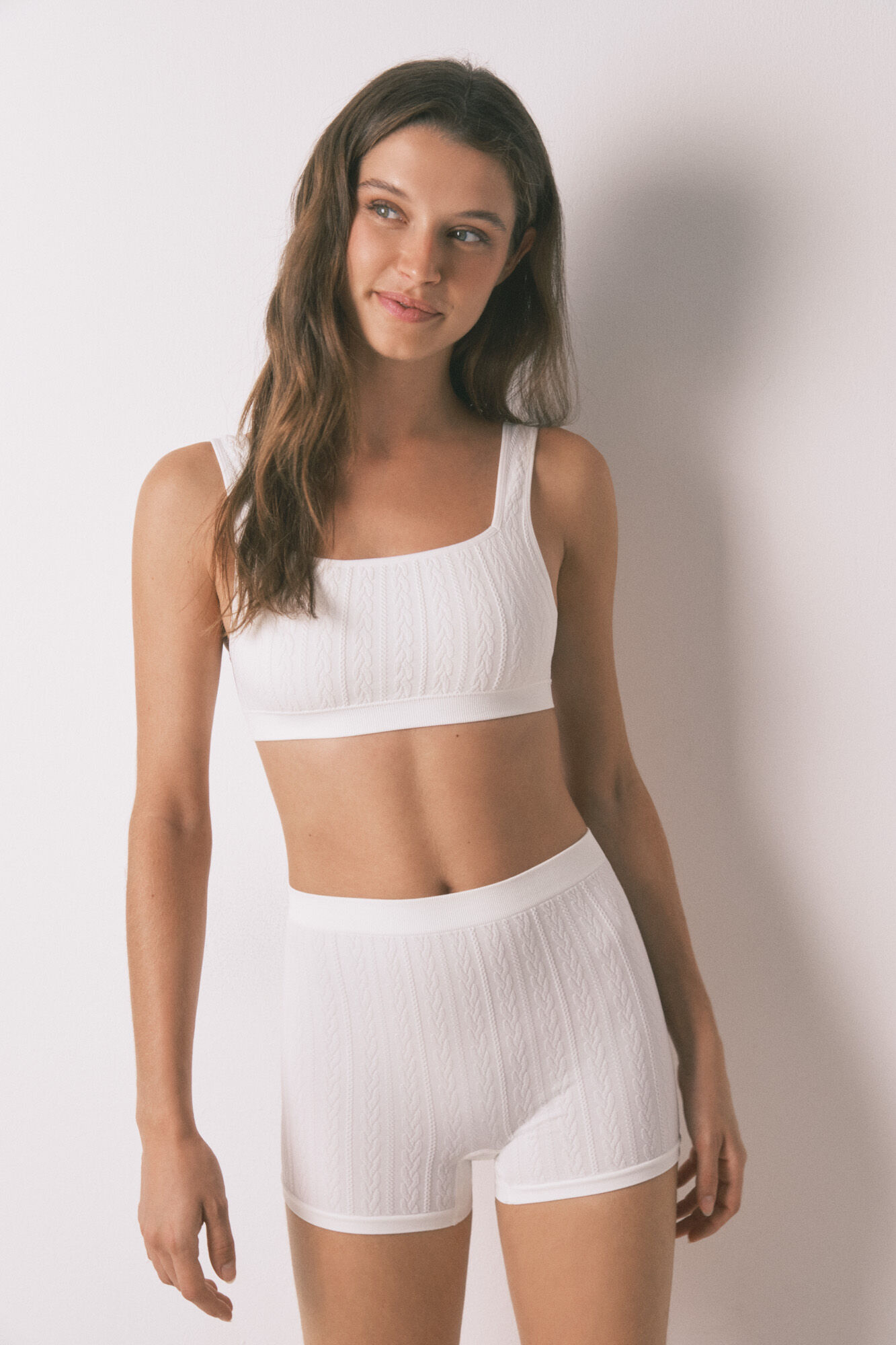 Women'secret Sujetador top seamless tricot blanco