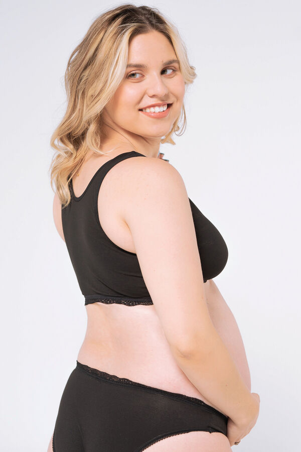 Ohma! Crossed nursing bra with lace trim black