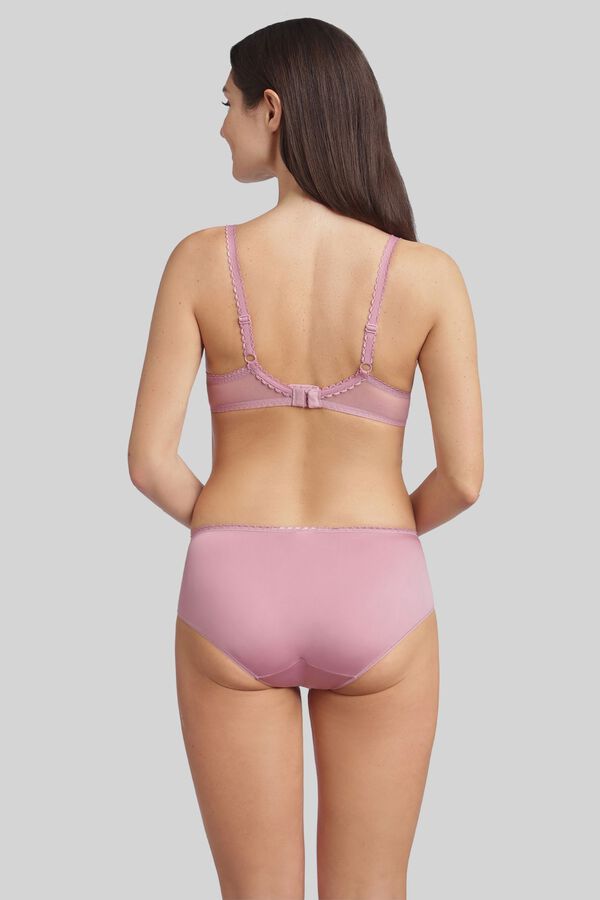 Playtex Satynowe figi z wysokim stanem i haftem kwiatowym r&oacute;żowy