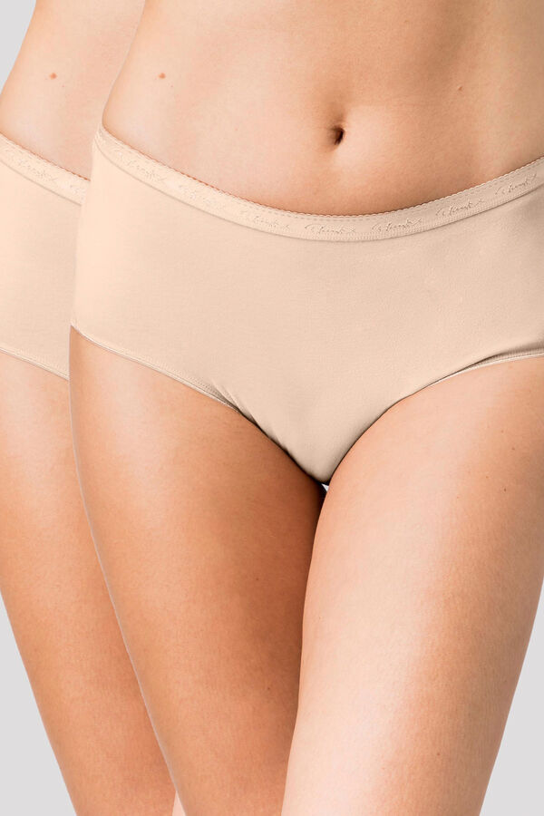 Playtex Pack de 2 bragas Midi de algod&oacute;n org&aacute;nico beige