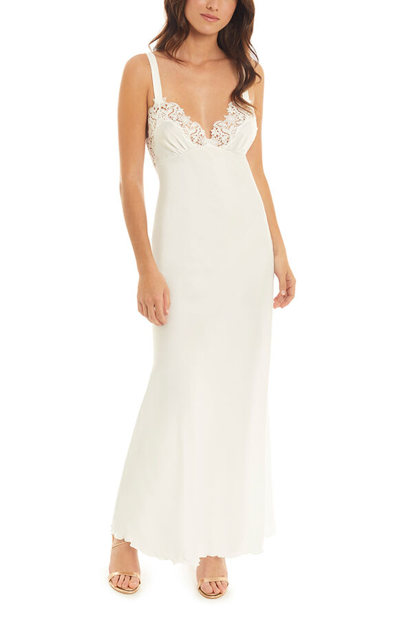 Ivette Bridal Serenity crepe long nightgown beige