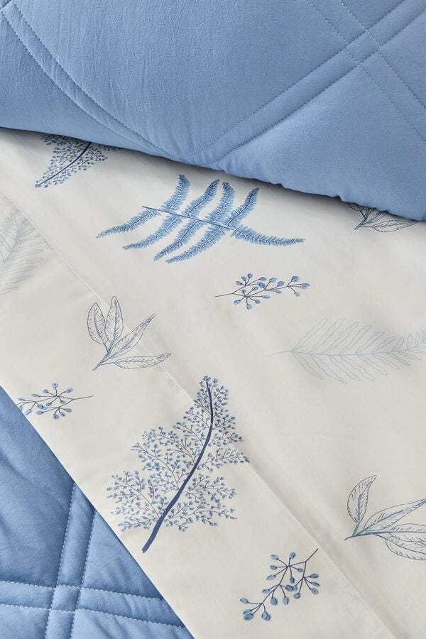 Womensecret Bettlaken Baumwolle Blätter Blau