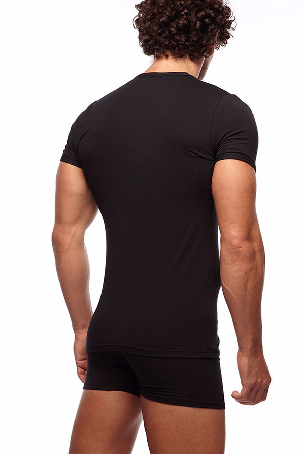 Cotonella T-shirt t&eacute;rmica de homem gola redonda manga curta preto