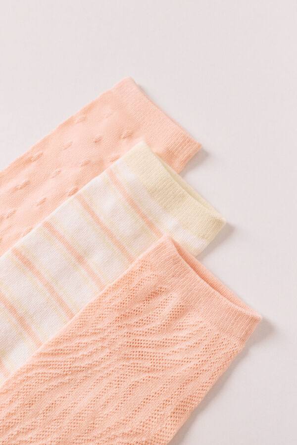 Women'secret Pack 3 meias curtas estampadas e texturizadas caqui estampado