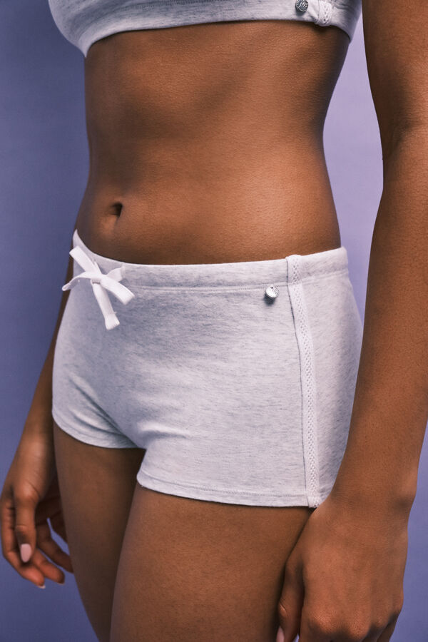 HI&BYE Mini short en coton m&eacute;lang&eacute; gris gris