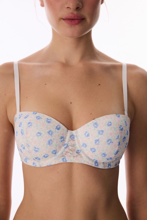 Penti Sujetador push-up aros encaje floral marfil