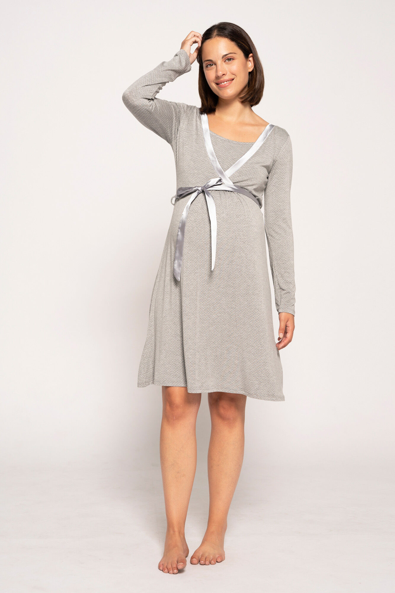 Ohma! Nursing nightgown with tie print