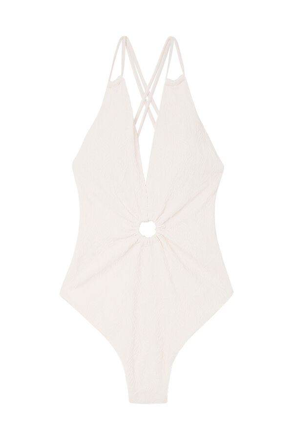 Womensecret White jacquard swimsuit with ring  beige