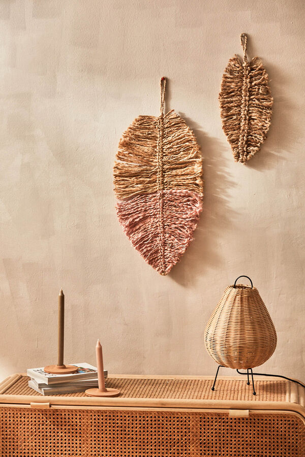 Calma House Decoraci&oacute;n de pared hoja de yute rosa Ural rosa