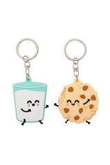 Womensecret Set of 2 key rings - Glass of milk and cookies printed