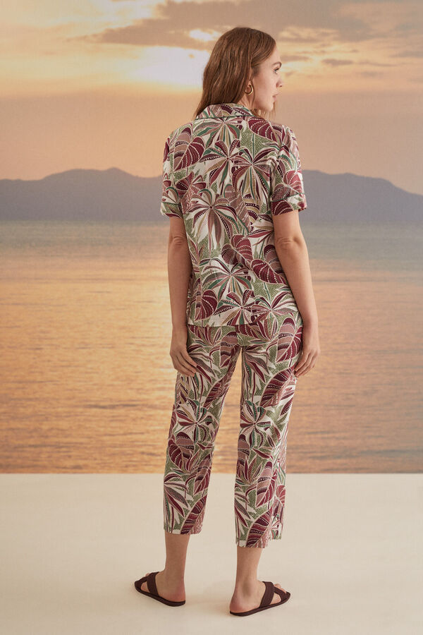 Womensecret Pyjama Hemdlook Tropical-Print mit Print