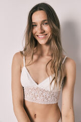 Women'secret White lace triangle bralette beige