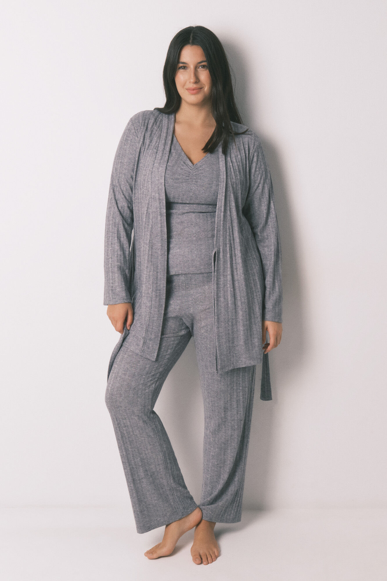 Women'secret Robe midi de malha cinza