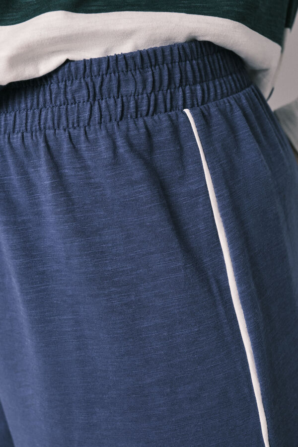 Women'secret Cotton striped polo long pyjamas Hello Kitty blue