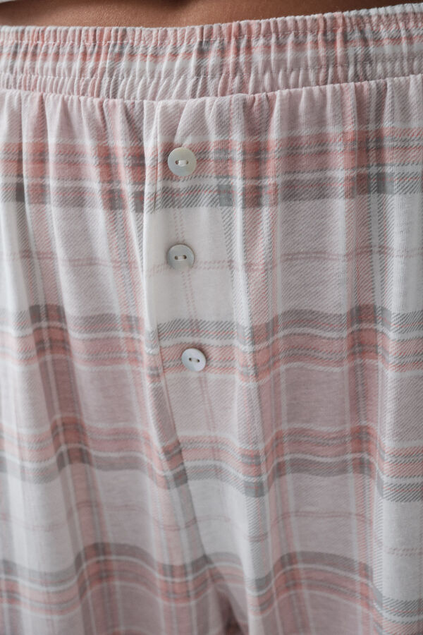 Women'secret Plaid cotton long pyjamas grey