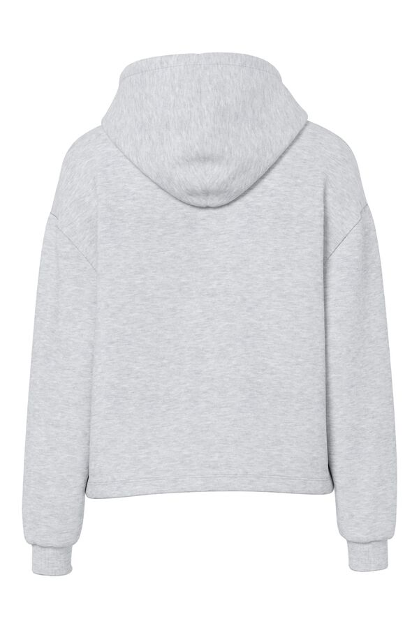 Pieces Lurex detail hooded sweatshirt grey
