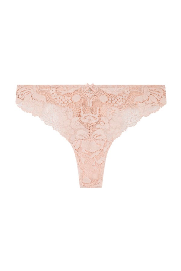 Womensecret Pink microfibre and lace Brazilian panty pink