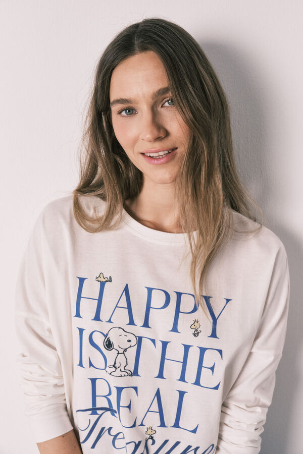 Women'secret Cotton long pyjamas Snoopy Happy beige
