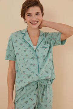 Womensecret Pyjama chemise 100 % coton à fleurs vert