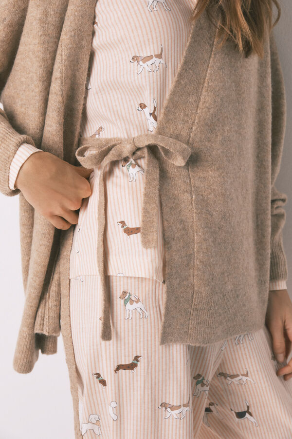 Women'secret Pink knit short plain cardigan nude