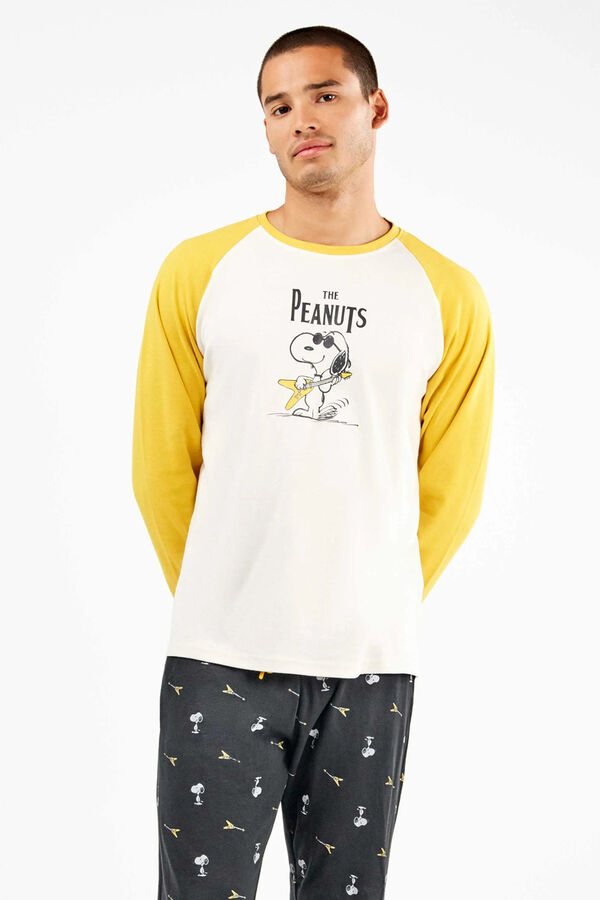 Gisela Conjunto pijama hombre Snoopy en punto interlock beige