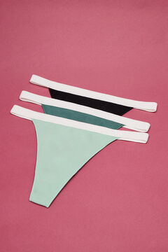 Womensecret 3-pack multicoloured tanga panties: black, light green, dark green 