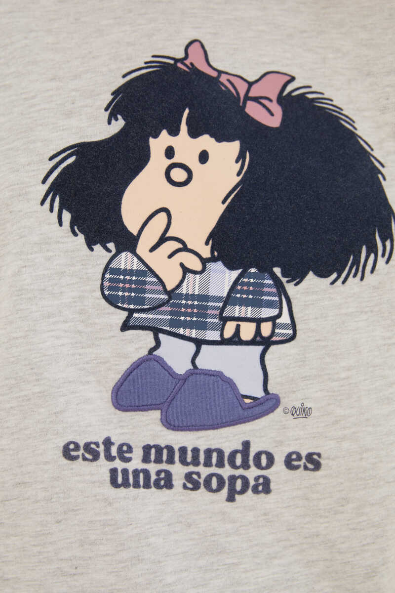 Womensecret Pijama 100% algodão Mafalda cinzento