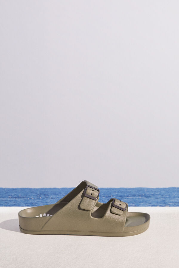 Womensecret Green buckle sandals beige