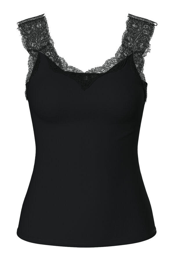 Pieces Top com detalhe de renda preto