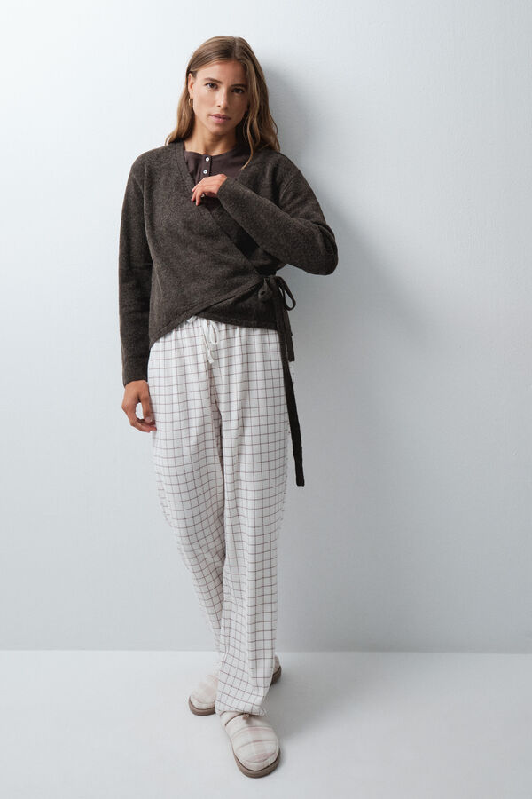 Women'secret Knit cardigan with faux fur collar nude