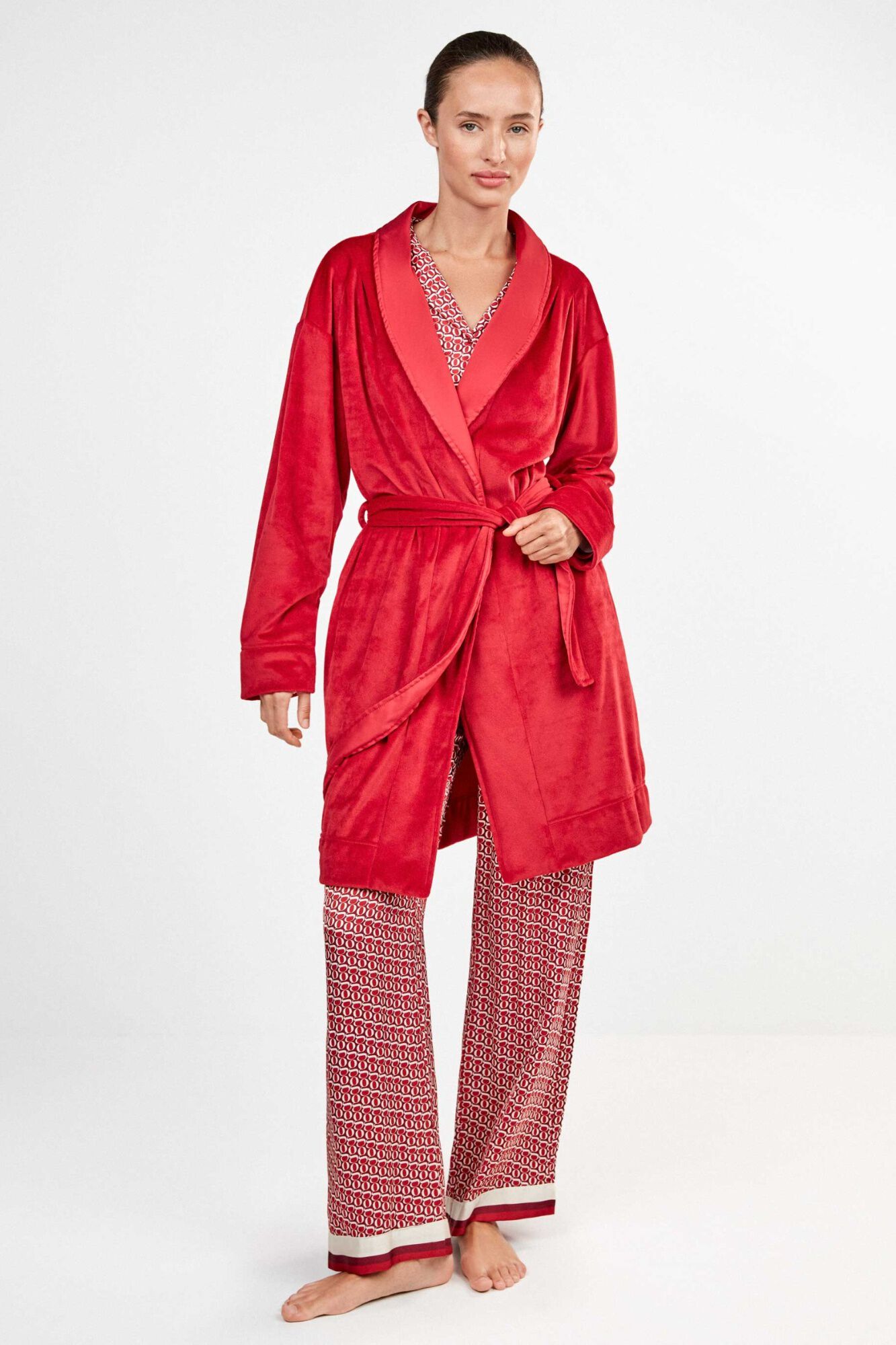 Gisela Buttoned robe with shoulder pleats