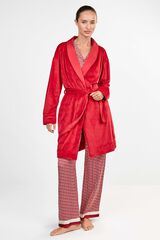 Gisela Buttoned robe with shoulder pleats burgundy
